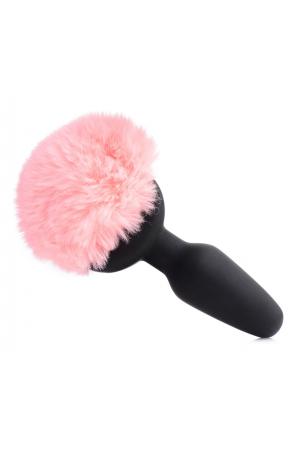 Pink Bunny Tail Vibrating Anal Plug