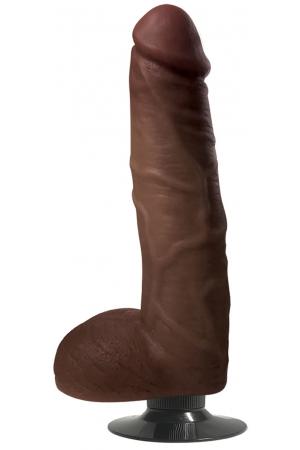 Jock 9 Inch Vibrating Dong With Balls Chocolate