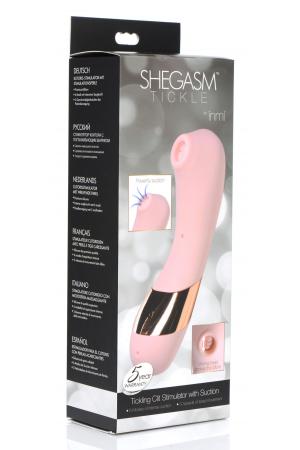Shegasm Tickle Tickling Clit Stimulator With Suction - Pink
