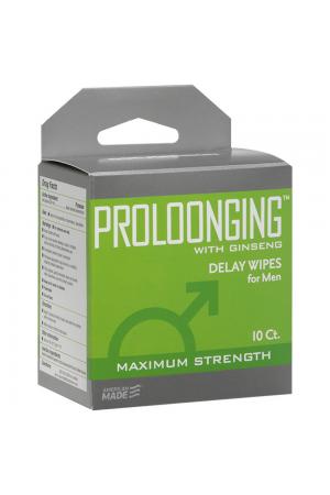 Proloonging With Ginseng - Delay Wipes for Men -  10 Pack
