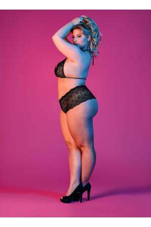 Sexy Time Triangle Bra and Cheeky Short Set - Black -L/xl