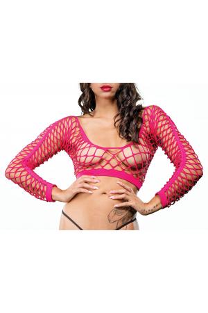 All Over Mesh Crotchless Leggings - One Size  - Pink