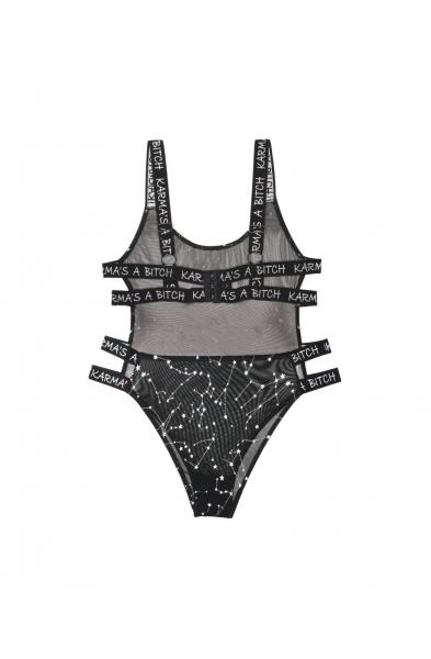 Karma's a Bitch Bodysuit - Black - L/xl