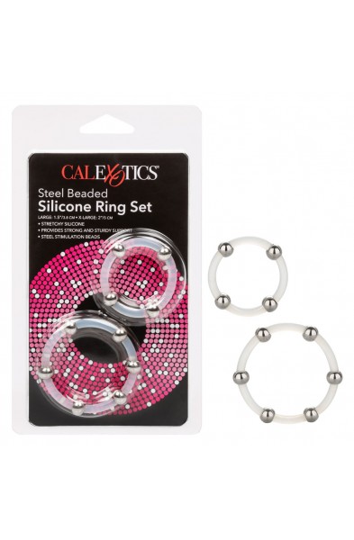 Steel Beaded Silicone Ring Set