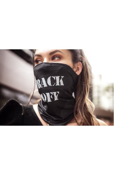 Face/ Neck Bandana - Back Off - Black Print -  One Size