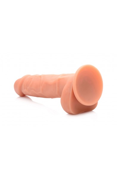 Power Pecker 7 Inch Silicone Dildo With Balls - Flesh