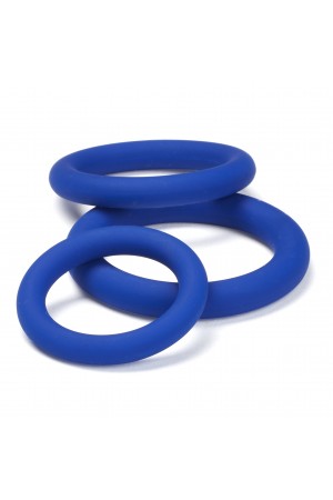 Pro Sensual Silicone Cock Ring 3 Pack - Blue