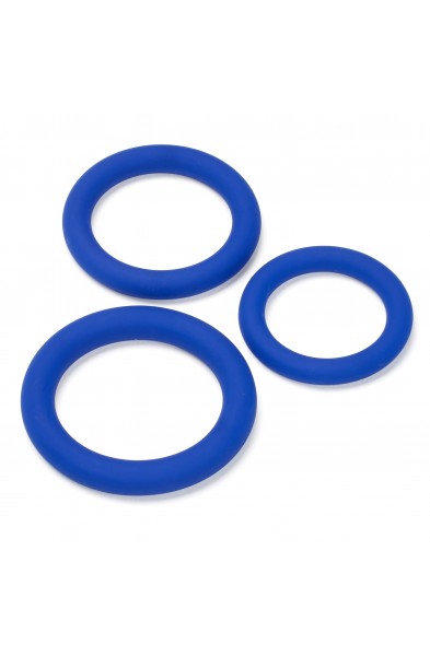 Pro Sensual Silicone Cock Ring 3 Pack - Blue