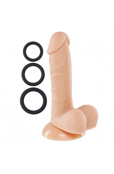 Pro Sensual Premium Silicone 6 Inch Dong With 3  Cockrings - Flesh
