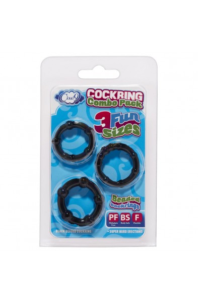 Cockring Combo Beaded - Black