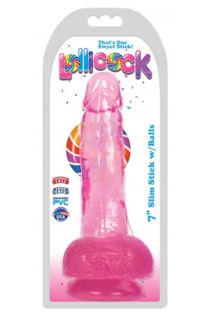 Lollicock 7 Inch Slim Stick With Balls - Cherry Ice