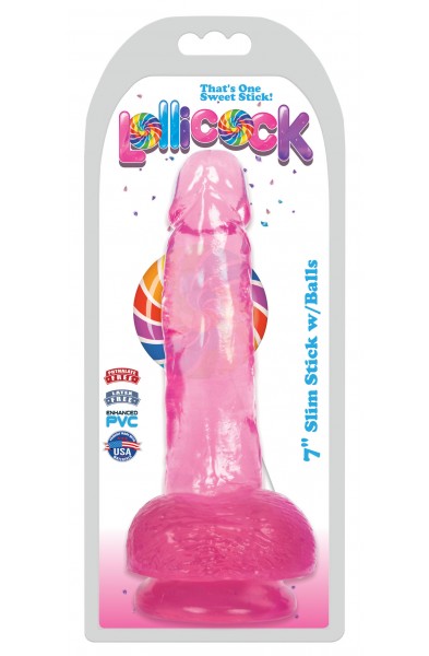 Lollicock 7 Inch Slim Stick With Balls - Cherry Ice