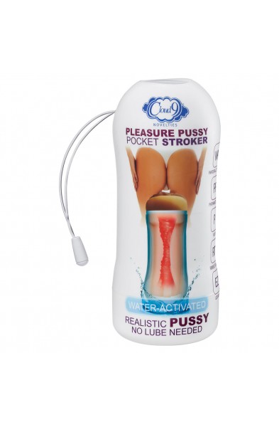 Pleasure Pussy Pocket Stroker Water Activated -  Tan