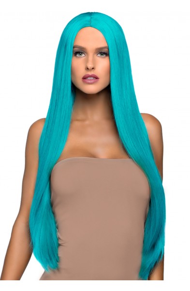 33 Inch Long Straight Center Part Wig - Turquoise