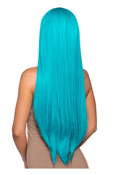 33 Inch Long Straight Center Part Wig - Turquoise