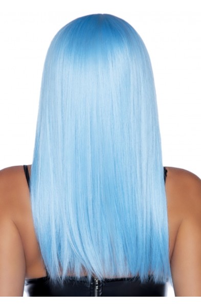 24 Inch Long Straight Bang Wig Blue