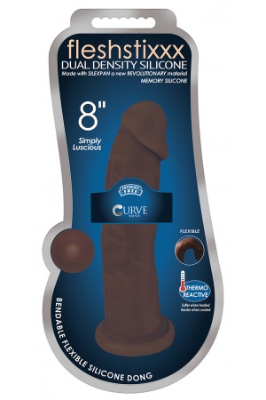 8 Inch Fleshstixxx  Silicone Dildo W/o Balls -  Chocolate