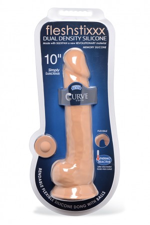 Fleshstixxx 10 Inch Silicone Dildo With Balls -  Latte