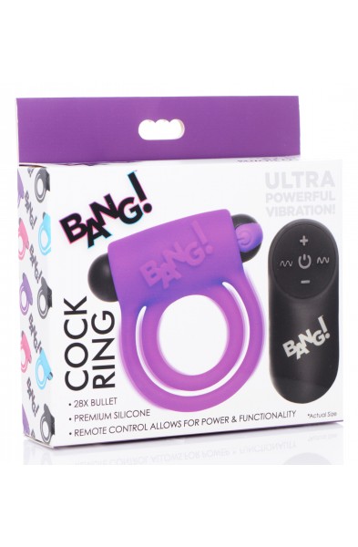 Bang - Silicone Cock Ring and Bullet With Remote Control - Purple