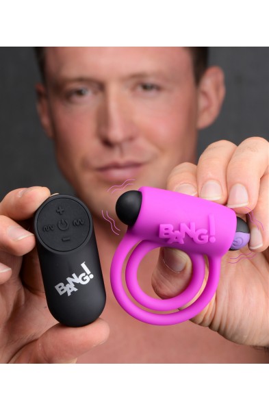 Bang - Silicone Cock Ring and Bullet With Remote Control - Purple