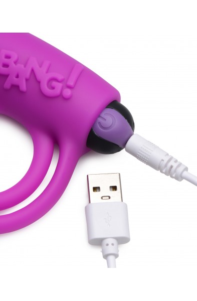 Bang - Silicone Cock Ring and Bullet With Remote Control - Purple