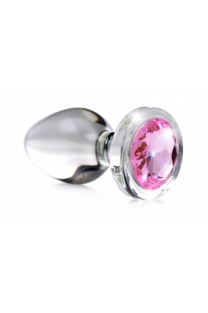 Pink Gem Glass Anal Plug - Small