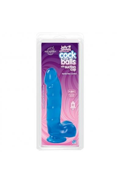 Jelly Jewels - Cock and Balls With Suction Cup - Blue