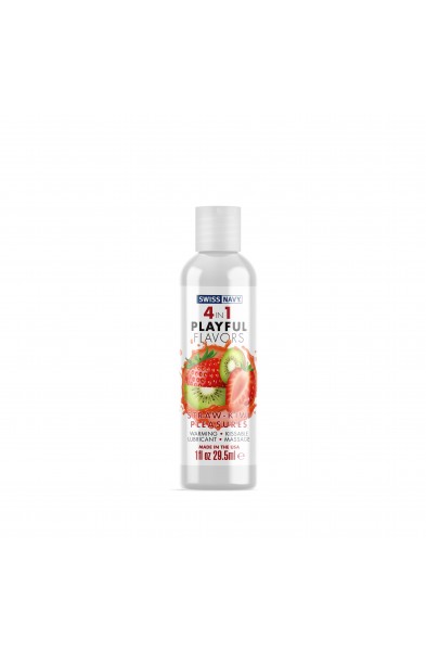 Swiss Navy 4-in-1 Playful Flavors - Strawberry  Kiwi Pleasures - 1 Fl. Oz.