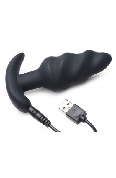 21x Silicone Swirl Plug With Remote -Black