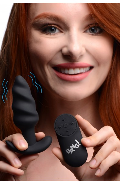 21x Silicone Swirl Plug With Remote -Black