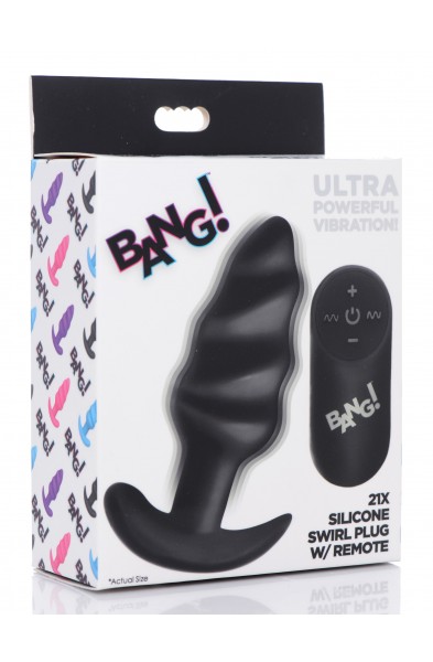 21x Silicone Swirl Plug With Remote -Black