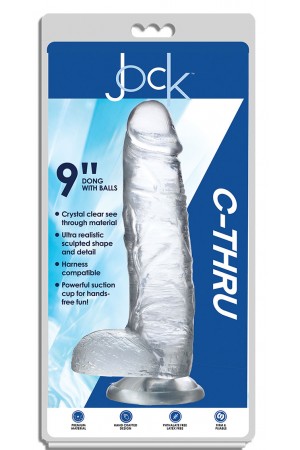 Jock C-Thru 9 Inch Dong With Balls - Clear