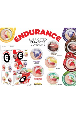 Endurance Condoms - 144 Count Wall Mount Display  - Assorted Flavors