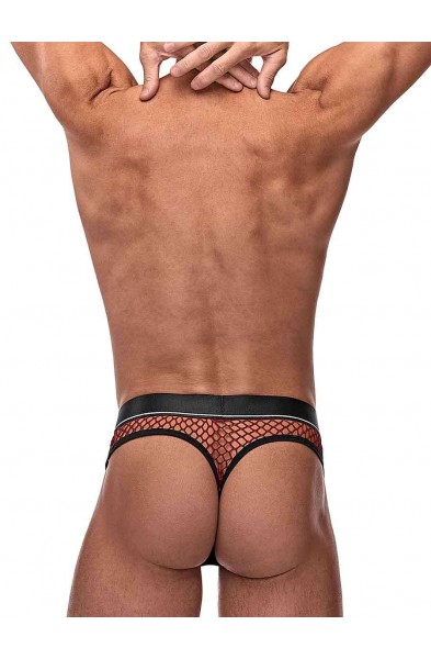 Cock Pit Net Cock Ring Thong - S/ M - Burgundy