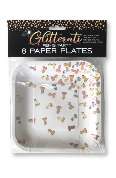 Glitterati Penis Party Paper Plates - 8 Count