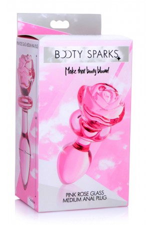 Pink Rose Glass Anal Plug - Medium