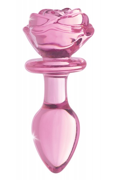 Pink Rose Glass Anal Plug - Medium