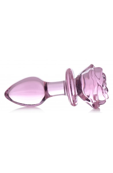 Pink Rose Glass Anal Plug - Medium
