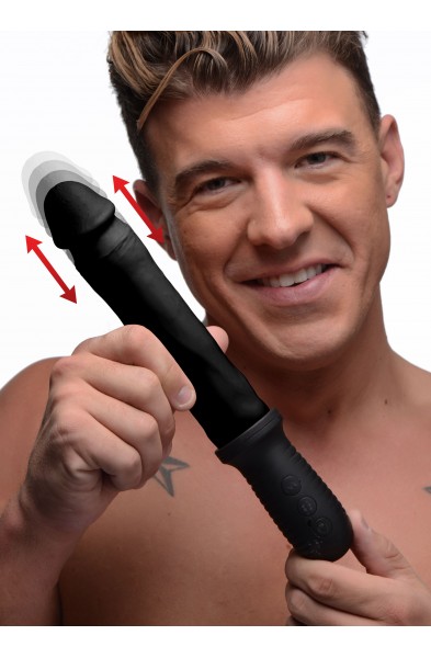 8x Auto Pounder Vibrating and Thrusting Dildo With Handle - Black