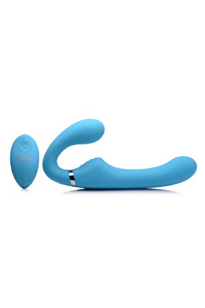 10x Mighty Rider Vibrating Strapless Strap-on - Blue