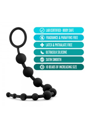 Anal Adventures - Platinum - Silicone 10 Anal   Beads - Black