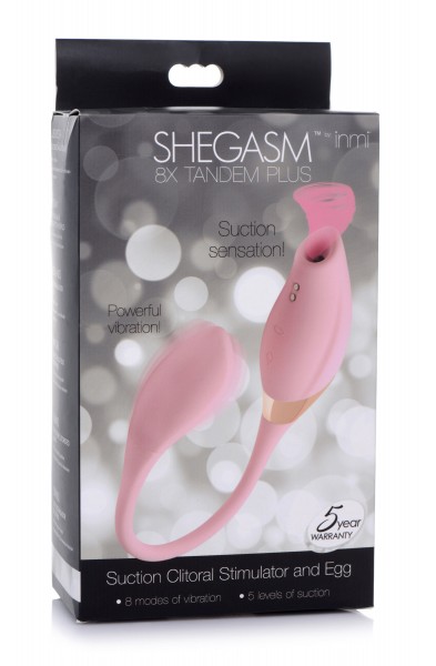 Shegasm 8x Tandem Plus Silicone Suction Clit  Stimulator and Egg