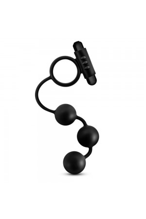 Anal Adventures- Platinum - Silicone Anal Ball  With Vibrating C-Ring- Black