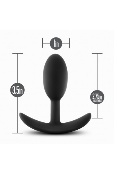 Anal Adventures - Platinum - Silicone Vibra Slim  Plug - Small - Black