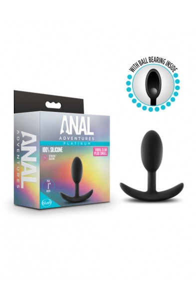 Anal Adventures - Platinum - Silicone Vibra Slim  Plug - Small - Black