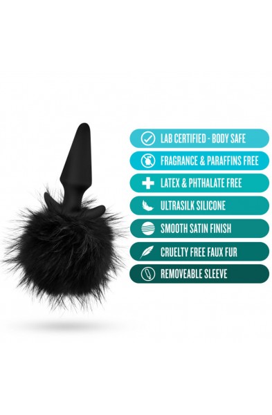 Anal Adventures - Platinum - Rabbit Tail  Plug -  Black