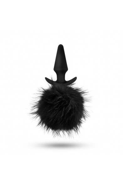 Anal Adventures - Platinum - Rabbit Tail  Plug -  Black