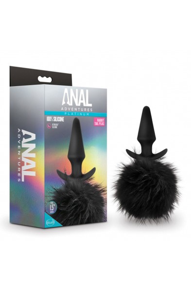 Anal Adventures - Platinum - Rabbit Tail  Plug -  Black