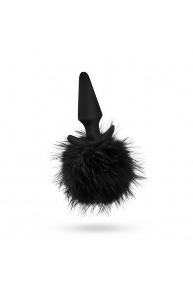 Anal Adventures - Platinum - Rabbit Tail  Plug -  Black