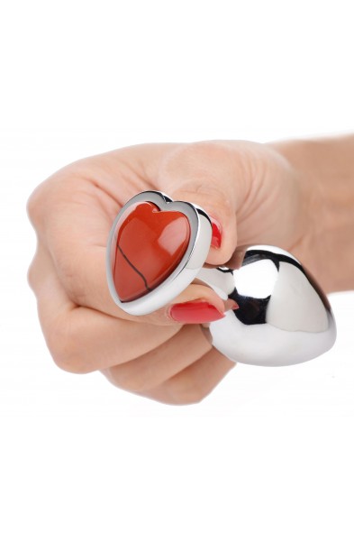Red Jasper Heart Anal Plug - Medium